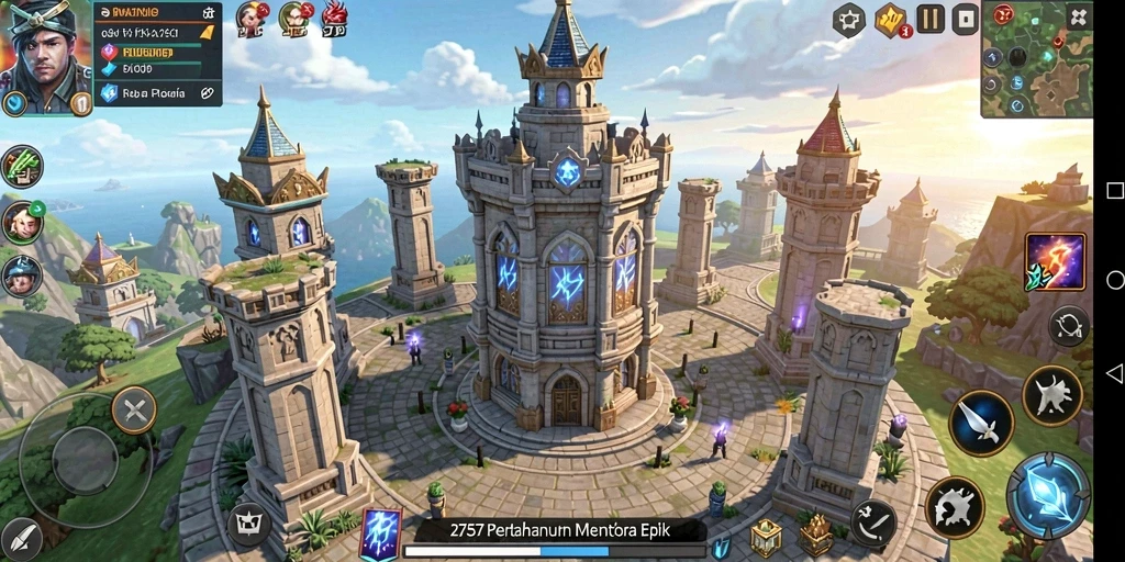 Tampilan menarik dari gameplay Tower Defense yang seru.