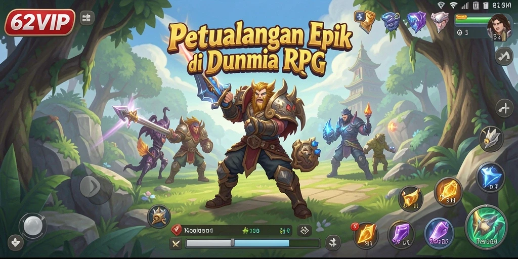 Tangkapan layar menampilkan aksi seru gameplay RPG di 62VIP.