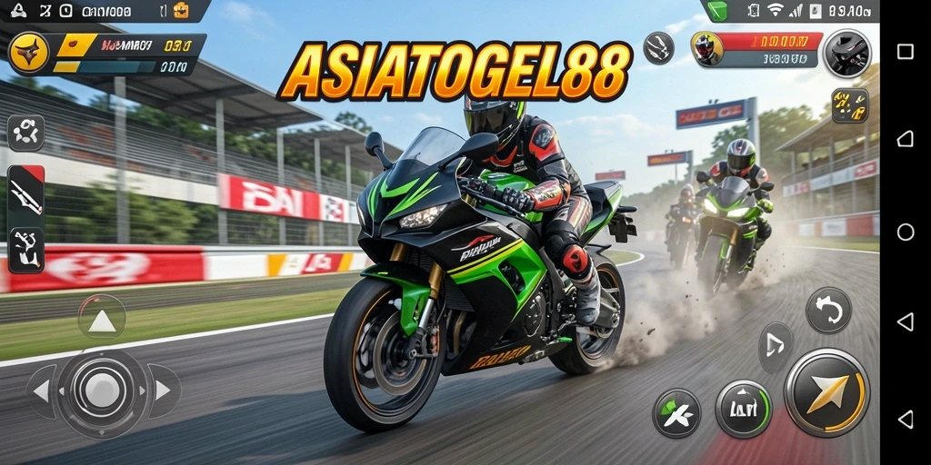 Gameplay mendebarkan dengan aksi balap motor yang intens.