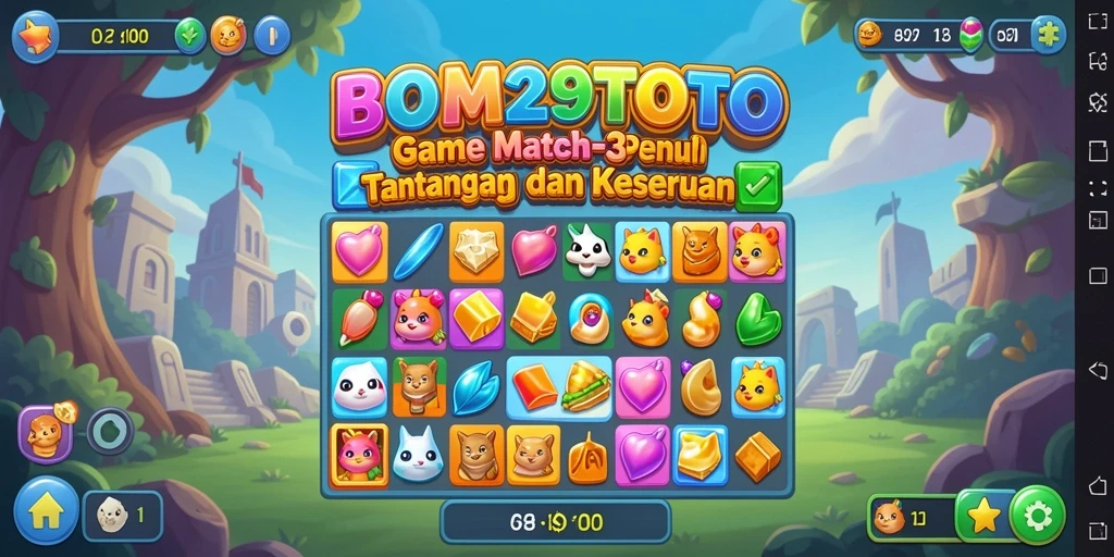 Gameplay menarik BOM29TOTO dalam aksi Match-3 yang seru.