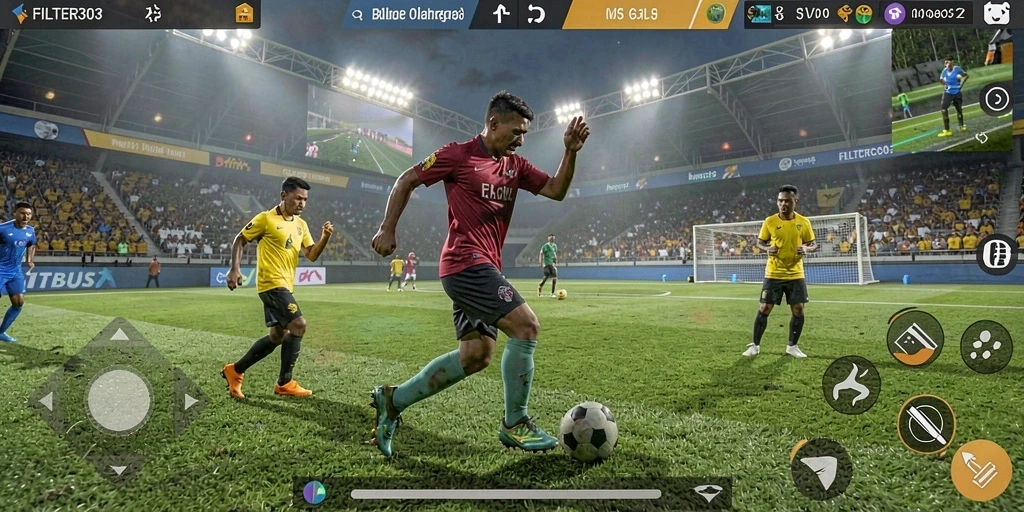 Gameplay FILTER303 yang seru dan penuh aksi dalam olahraga.
