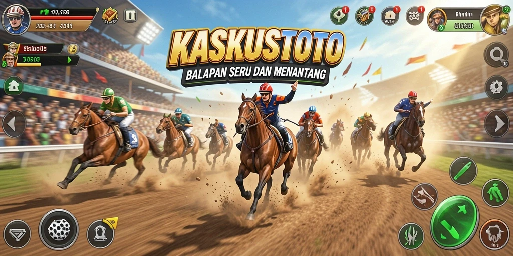 Tangkapan layar KASKUSTOTO menampilkan aksi balapan mendebarkan dengan grafis realistis.