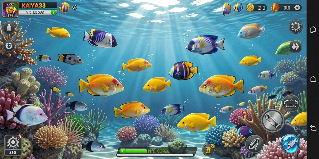 Screenshot menunjukkan gameplay seru Tembak Ikan dari KAYA33.