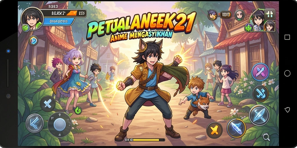 Tampilan gameplay menarik dari OKJEK21 dalam suasana Anime.