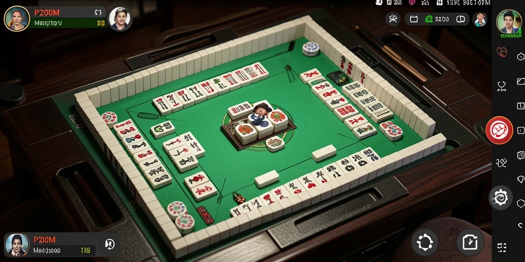 Screenshot P200M menampilkan gameplay menarik di papan Mahjong.