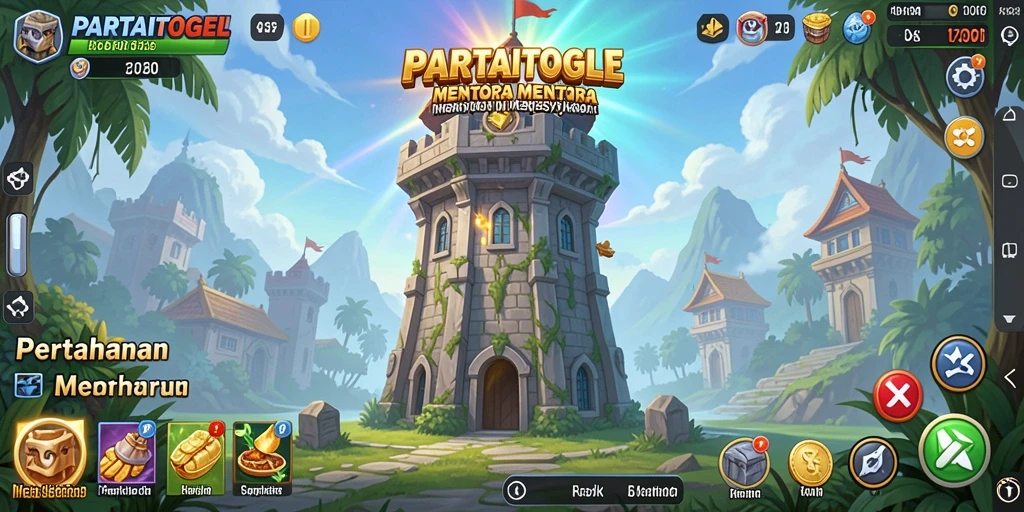 Tangkapan layar utama PARTAITOGEL menampilkan strategi pertahanan menara yang mendebarkan.