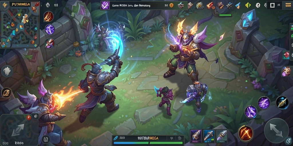 Tampilan menarik dari pertarungan epik dalam game MOBA.