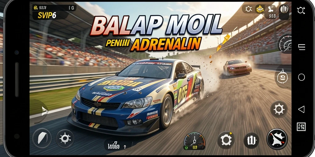 Screenshot menampilkan gameplay balap mobil yang mendebarkan dan penuh aksi.