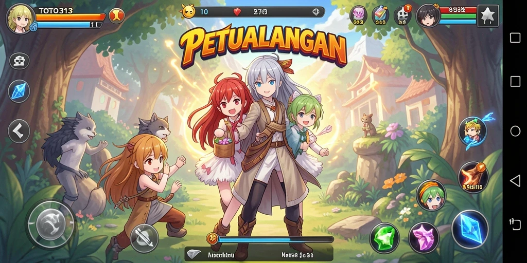 Screenshot TOTO313 menampilkan pertarungan epik dalam dunia Anime.