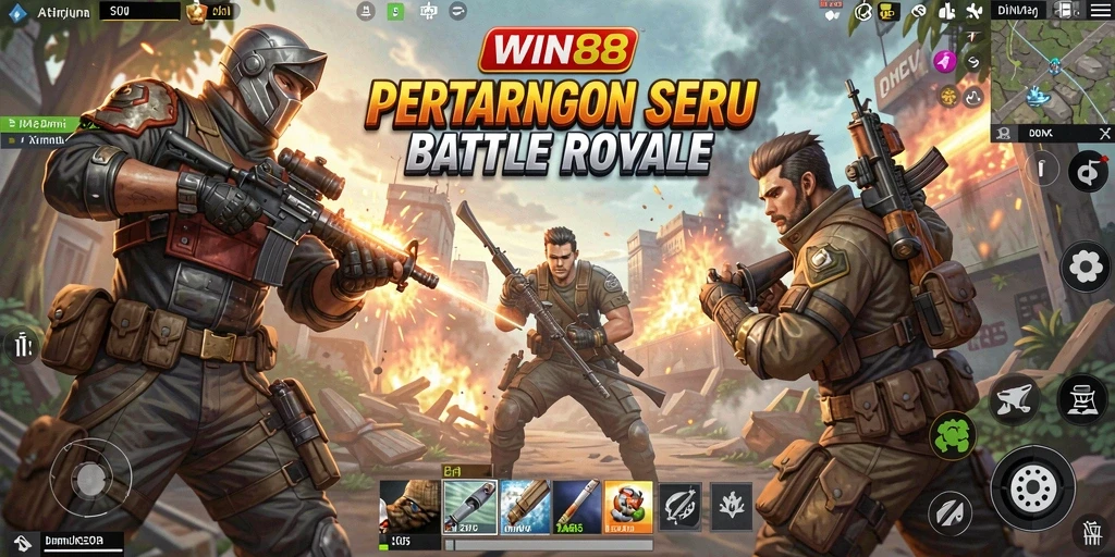 Gameplay seru WIN88 dengan pertarungan Battle Royale yang mendebarkan.